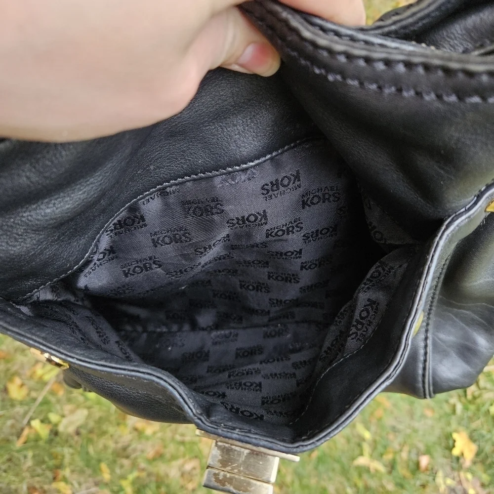 Michael Kors black leather hobo bag